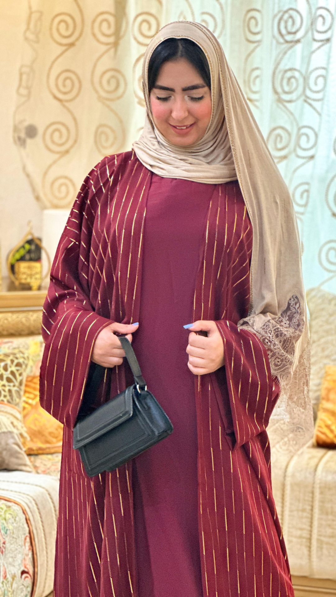 abaya crepe rayée